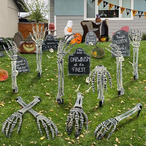 10pcs Halloween Skeleton Decoration, Skeleton Hands Yard Lawn Stakes