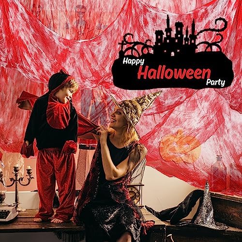 Whaline Halloween Red Bloody Creepy Cloth 197 x 87 Inch Spooky Gauze Clothes Halloween Scary Decoration for Haunted Houses Party Supplies Indoor Outdoor