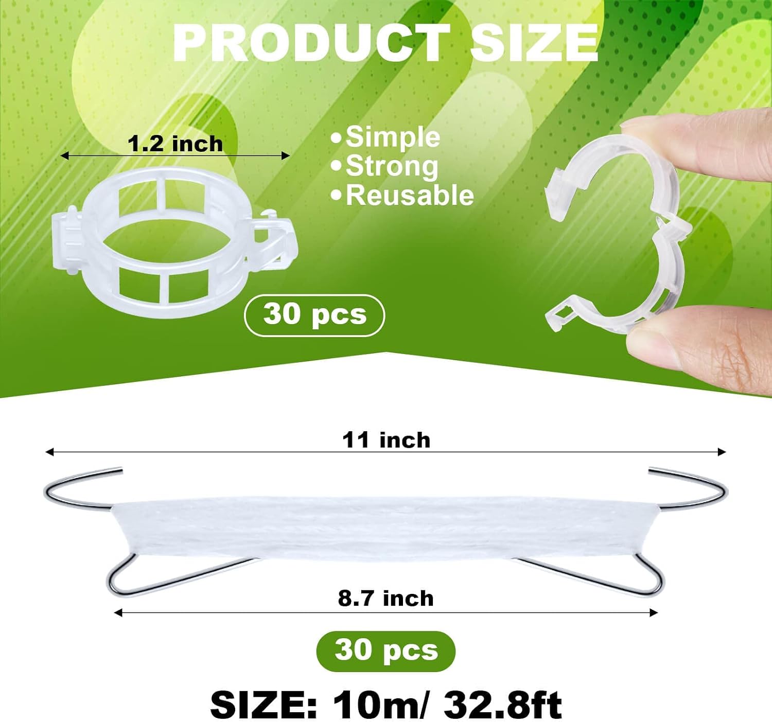 80Pcs Tomato Hooks with String, Support Hooks, Holder & Plant Support Clips with 33.3ft Twine to Prevent Pinching or