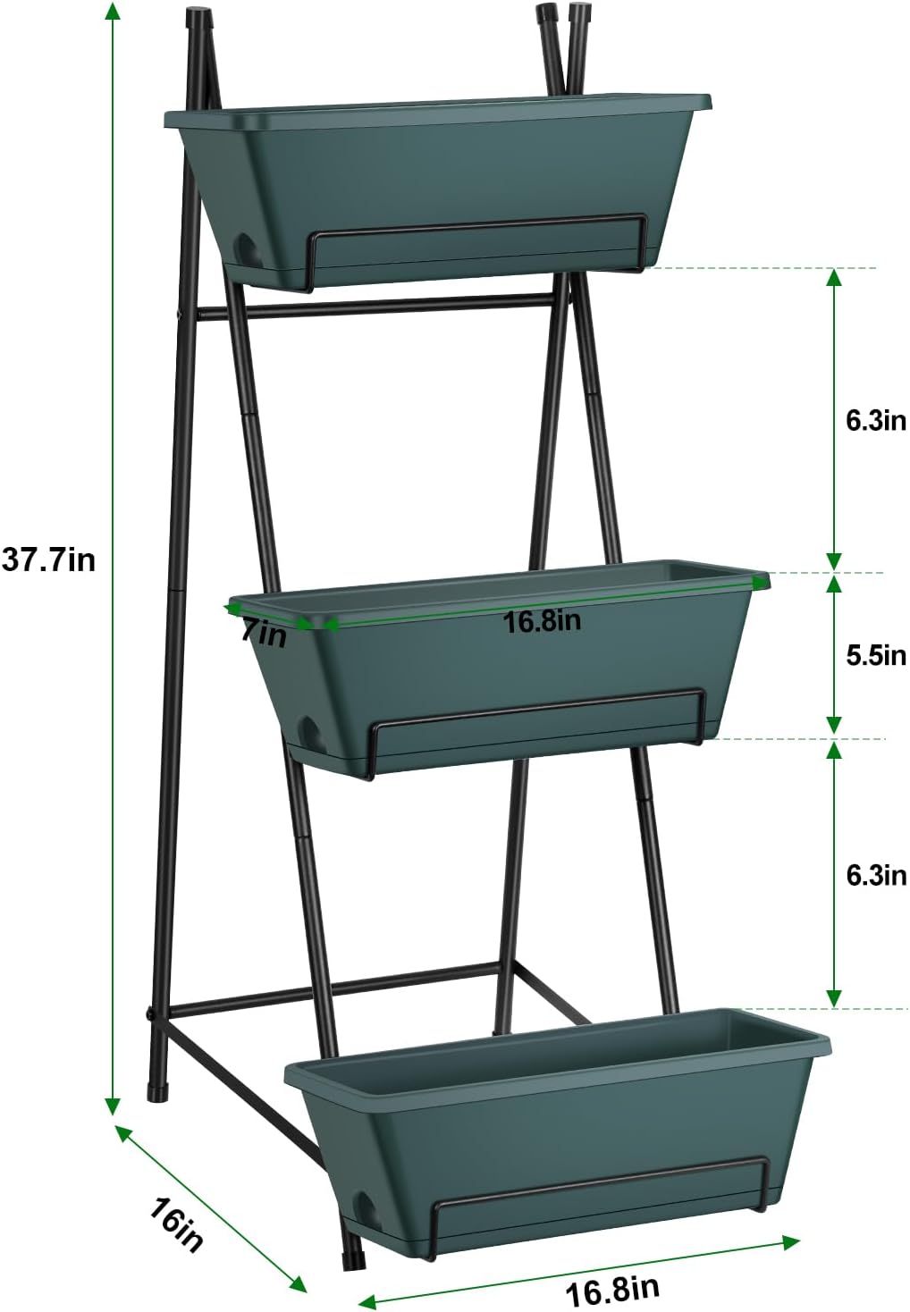 Raised Garden Bed 3 Tier Vertical Garden Planter Standing Garden Bed Planter Box Outdoor Herb Planter with Drainage