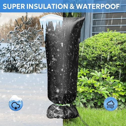 MIXC Outdoor Faucet Covers for Winter Freeze Protection, 15" x 35" Hose Bib Covers for Winter, Reusable Thicker Waterproof Insulated Spigot Cover, 3 Pack