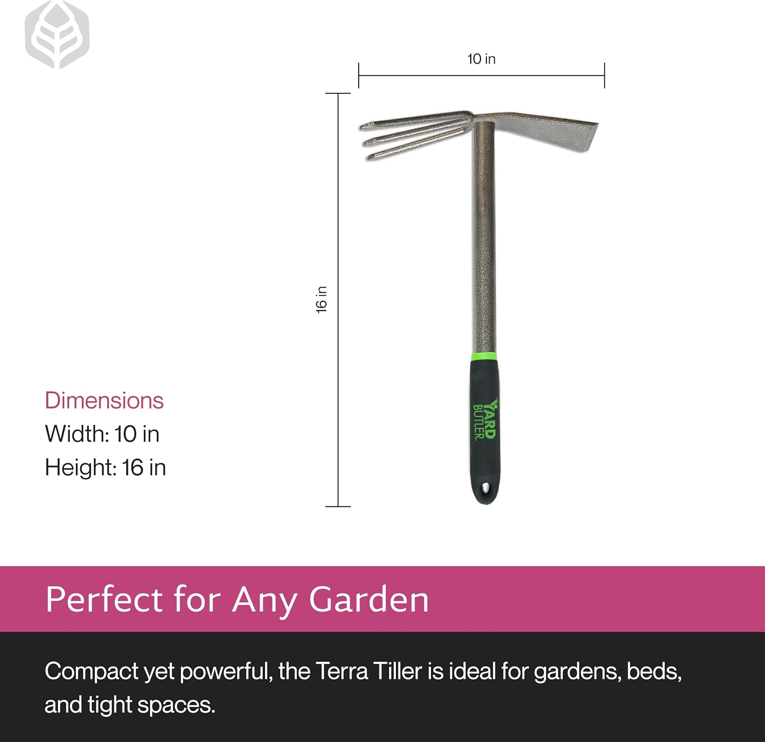 Yard Butler Terra Tiller Hand Cultivator, Rust-Resistant, ITT-4T | Loosens and Aerates Compacted Soil, Gardening Tool