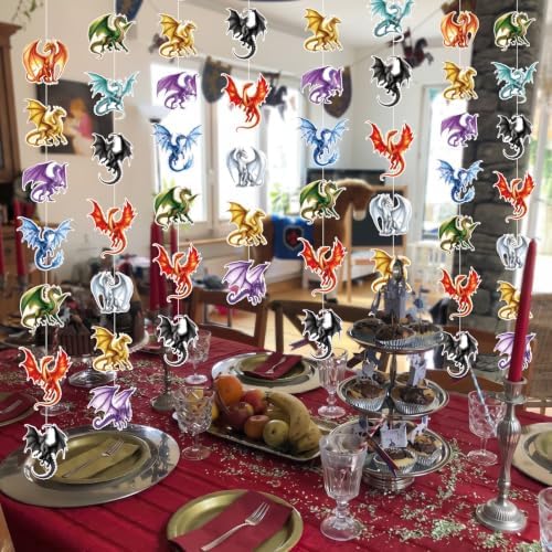 Xinnun 8 Pcs Dragon Party Decorations Dragon Hanging Banners Garland