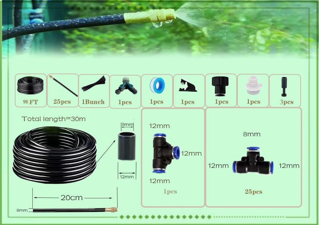 New drip Irrigation kit, Automatic Garden Watering System, Quick Connector and 360-degree Bending Dropper atomizing