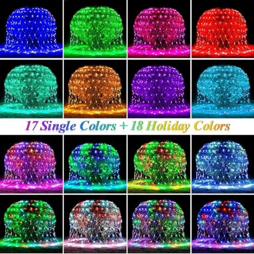 Pooqla RGB Christmas Net Lights Outdoor Mesh Lights 9.8 x 6.6ft Green Wire