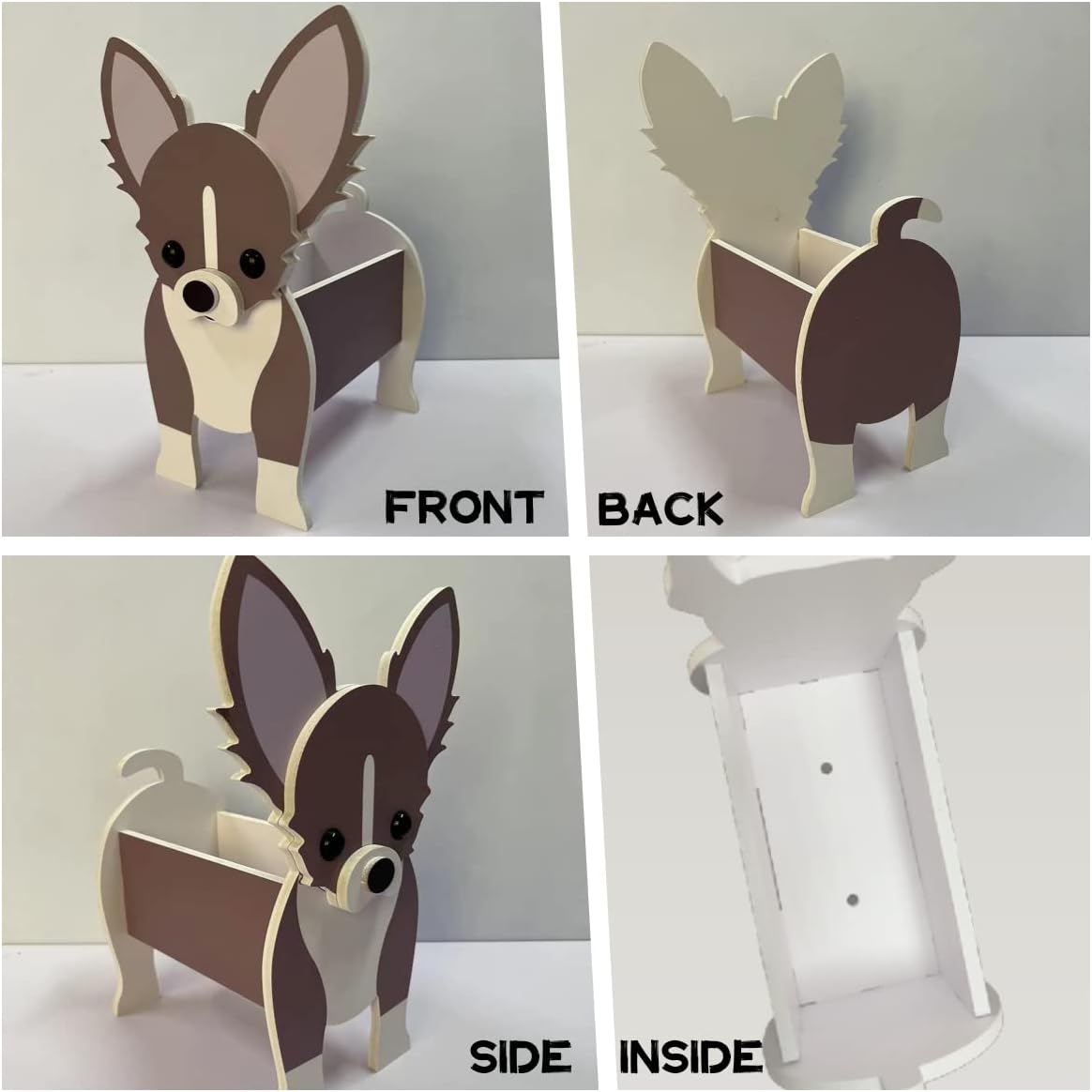 Grey and White Pomeranian Dog Planter, Animal Shaped Flower Pot | Cute Plant Gift for Women and Pet Lovers, Indoor