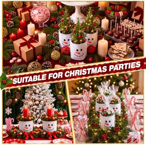 SATINIOR 24 Pcs Christmas Party Favors Gift, White Snowman Succulents Pots
