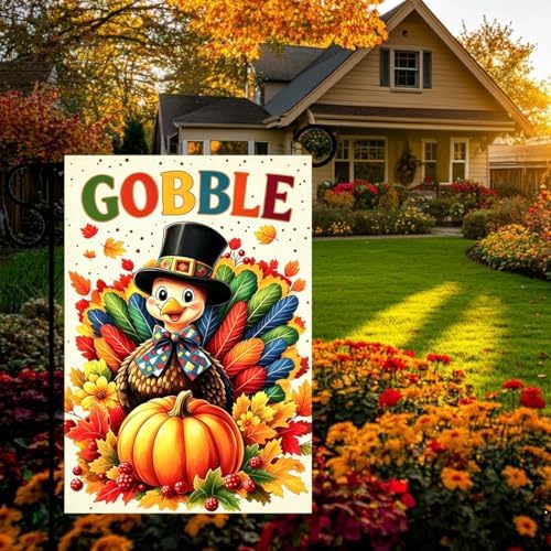 Thanksgiving Turkey Garden Flag Fall Decorations 12x18 Double Sided