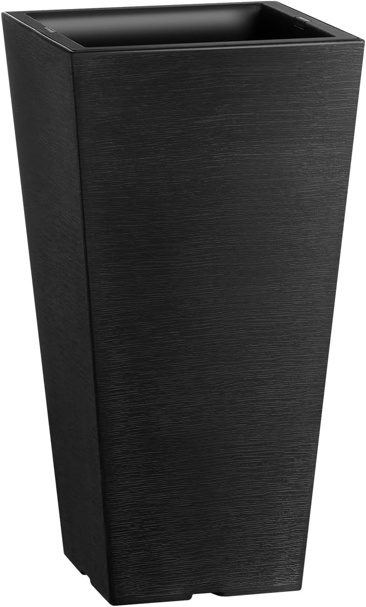 VEVOR Set of 2 Tall Outdoor Planters 22inch, Large Planters for Outdoor Indoor Plants, Black Front Porch Planter Flower