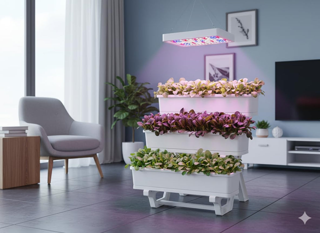 3-Tier Stackable Planter Box, Indoor Outdoor Vertical Garden System, 29 x 28 x 22 inches, White