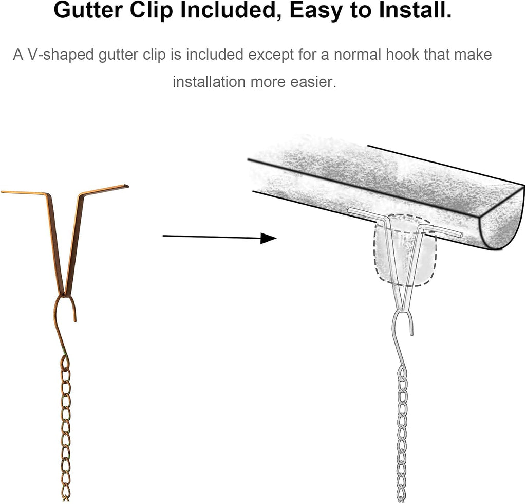 Glitzhome 8.5 FT Fish Shaped Rain Chains, Faux Copper Patina Finish Rain Chains for Gutters with 9 Fish, Adjustable