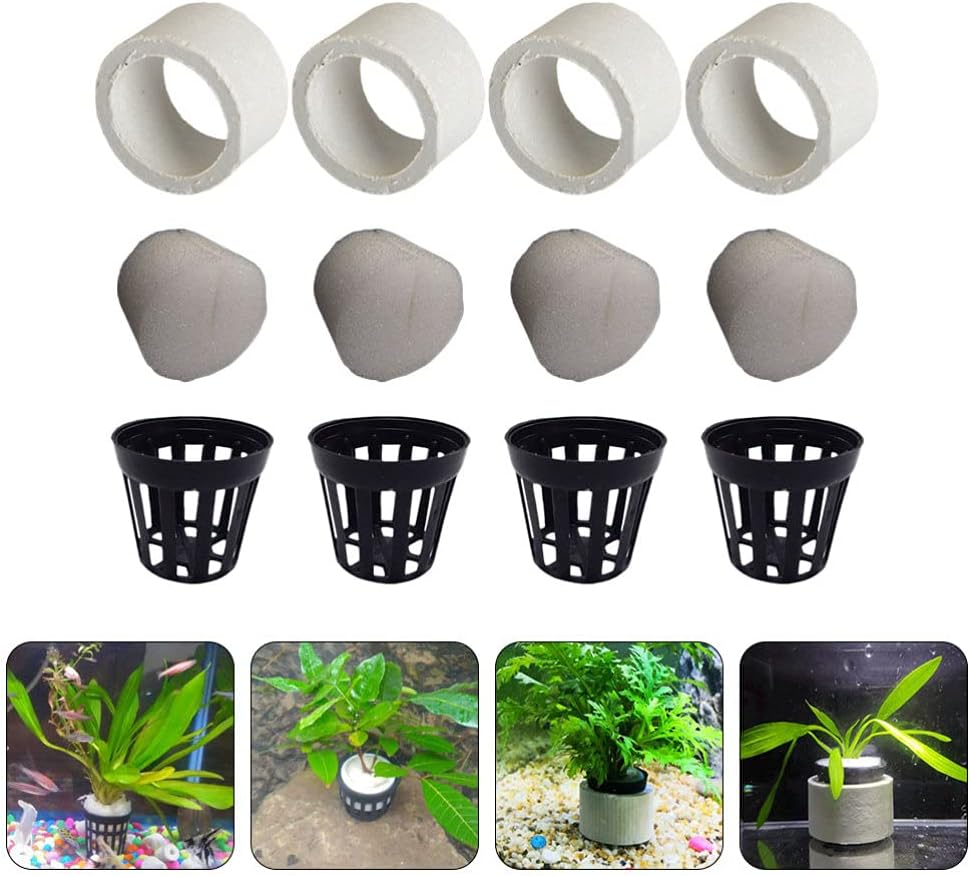 balacoo 10 Sets Aquarium Planting Rings and Cottons Fish Tank Planting Cups Hydroponic Bucket Water Tank Plants Fixed