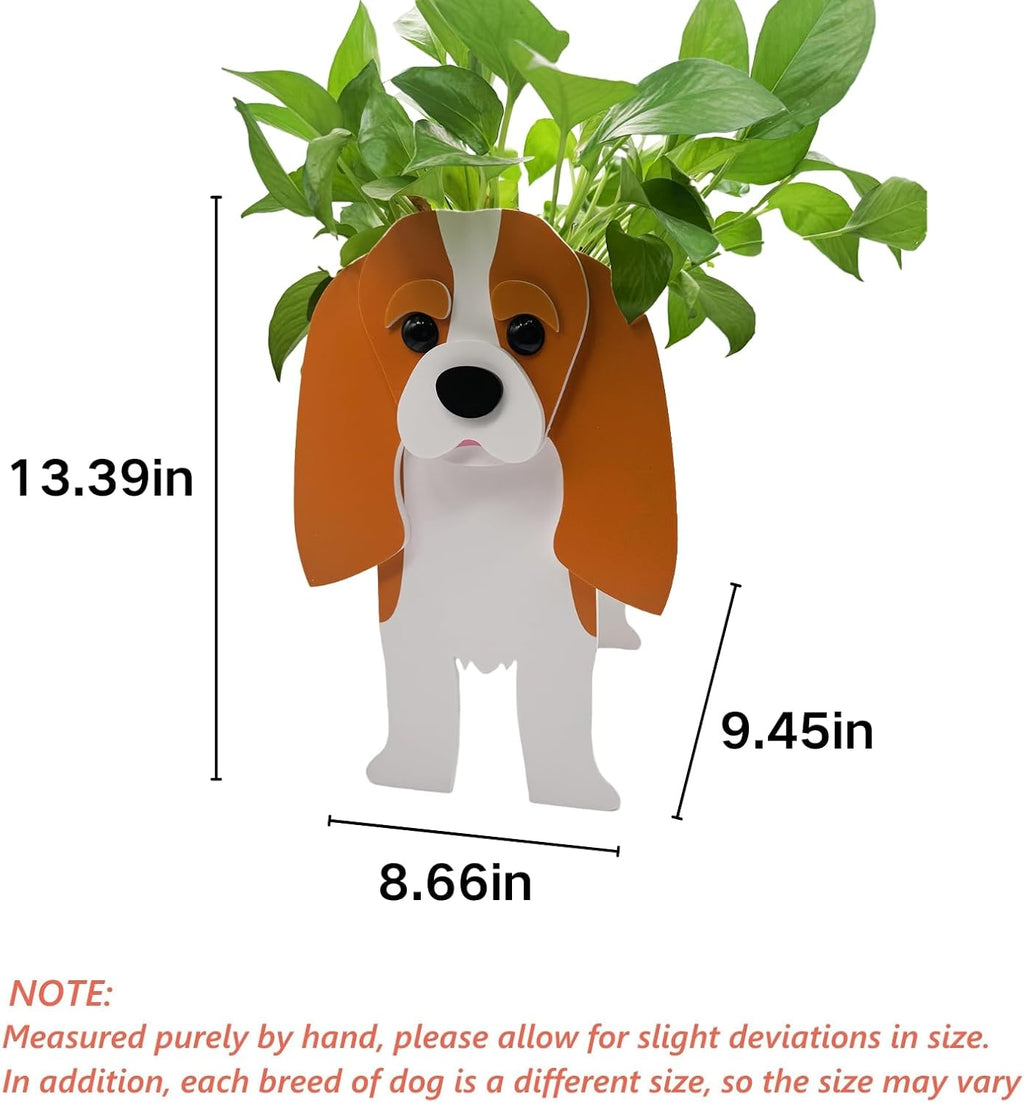 Brown King Cavalier Dog Planter Pots, Animal Shaped Flower Pot | Cute Plant Gift for Women and Pet Lovers, Indoor