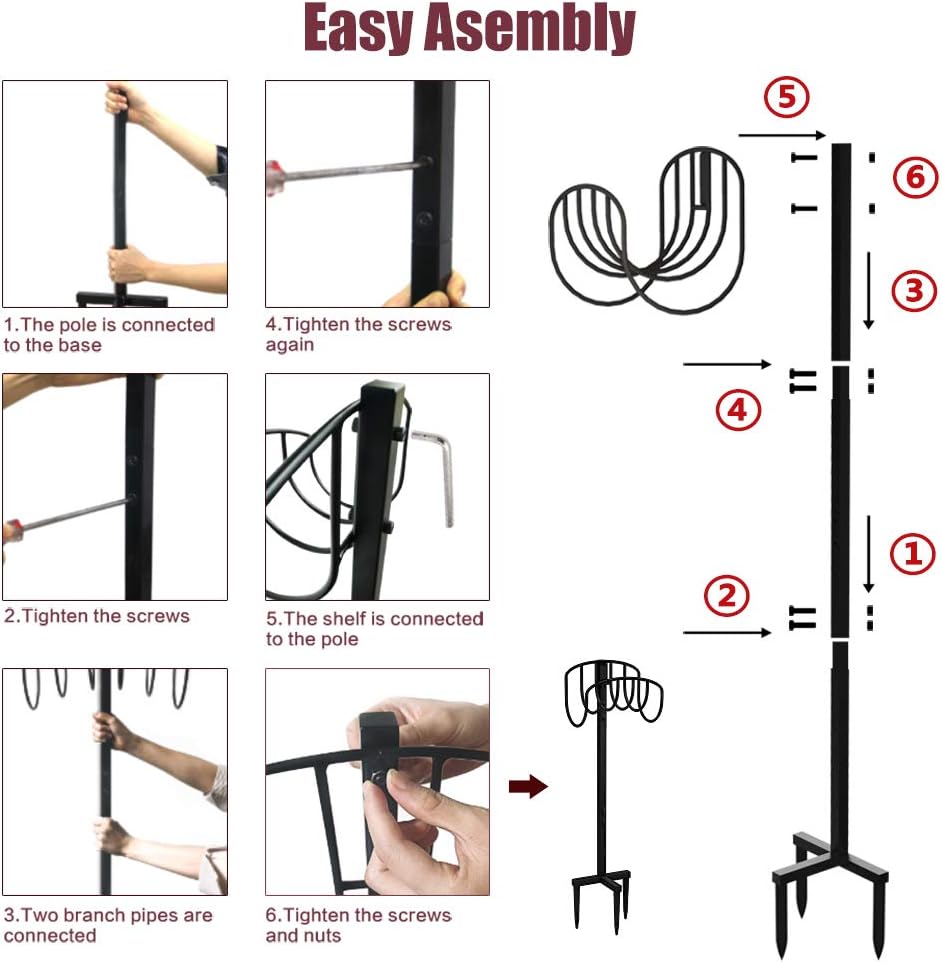 Freestanding Garden Hose Holder Hanger, Outdoor Heavy Duty Metal Water Hose Storage Holders Stand Organizer Rack