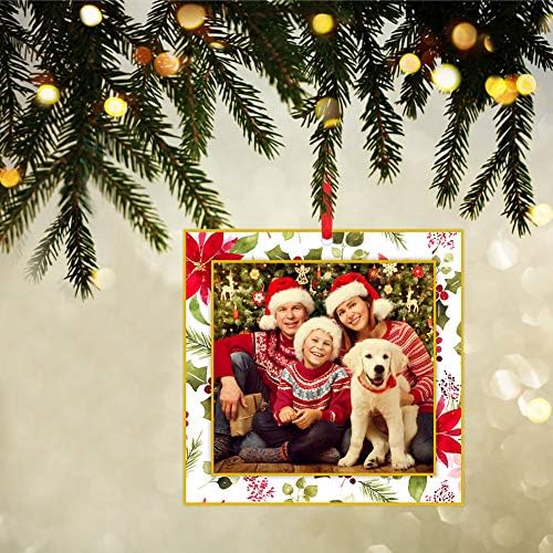 WaaHome Picture Frame Christmas Ornaments 2026-3'' Floral Photo Frame Christmas Tree Ornaments Decorations Gifts for Family Friends Women Mom