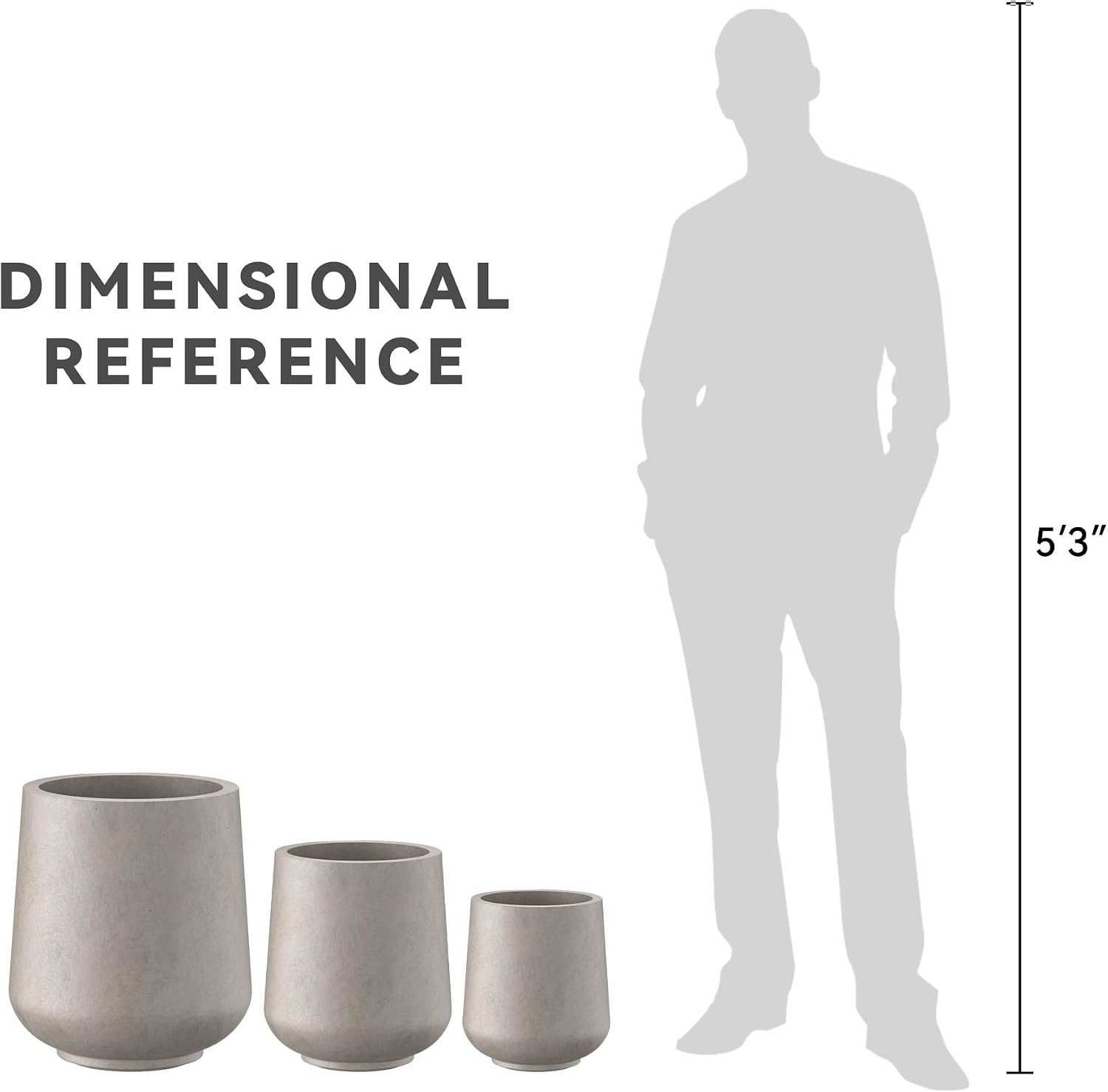 Kante Set of 3 Weathered Concrete Curved Round Planters for Modern Home | Handcrafted, Premium, Durable, All-Weather