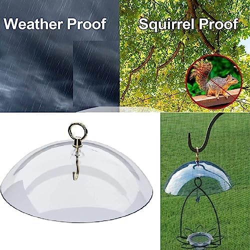 Large Diameter Bird Feeder Squirrel Guard, Easy Installation Clear Acrylic Bird Feeder Cover Protective Dome for Feeders