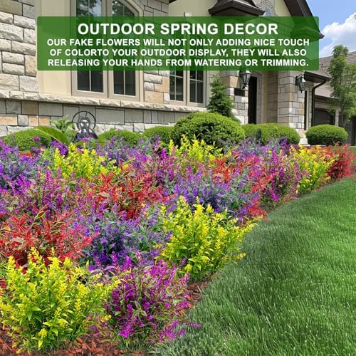 TURNMEON 20 Bundles Artificial Flowers for Outdoors UV Resistant No Fade