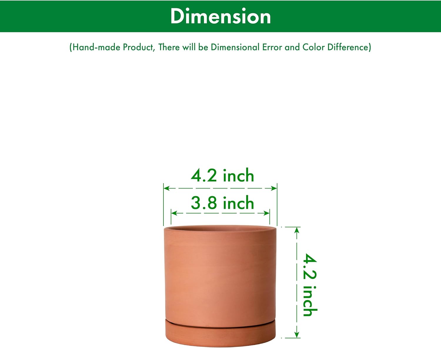 D'vine Dev 2-Pack Terracotta Plant Pots with Saucers, 4 Inch, 40-X-B-1 | Cylinder Shape, Timeless Style, Unglazed