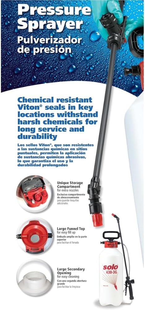 SOLO 430-3G 3-Gallon Handheld Sprayer with Viton® Seals in Key Locations