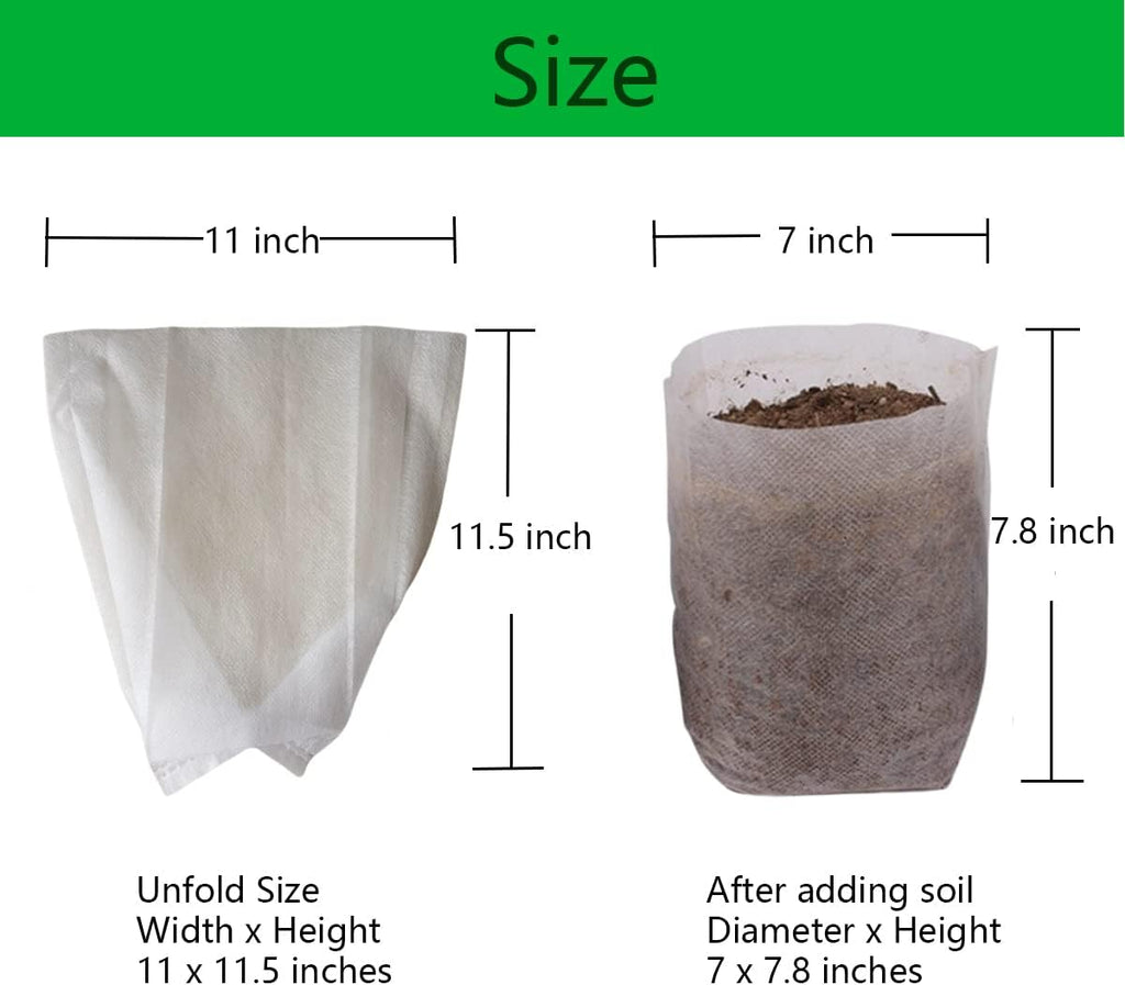 gardtree 1 1/4 Gallon 100PCS 11×11.5 Inch Breathable Plant Grow Bags - Non-Woven Plant Nursery Bags for Seed Starting