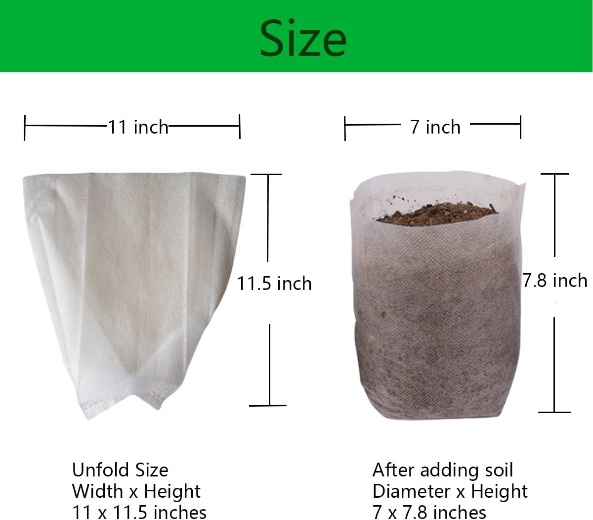 gardtree 1 1/4 Gallon 100PCS 11×11.5 Inch Breathable Plant Grow Bags - Non-Woven Plant Nursery Bags for Seed Starting