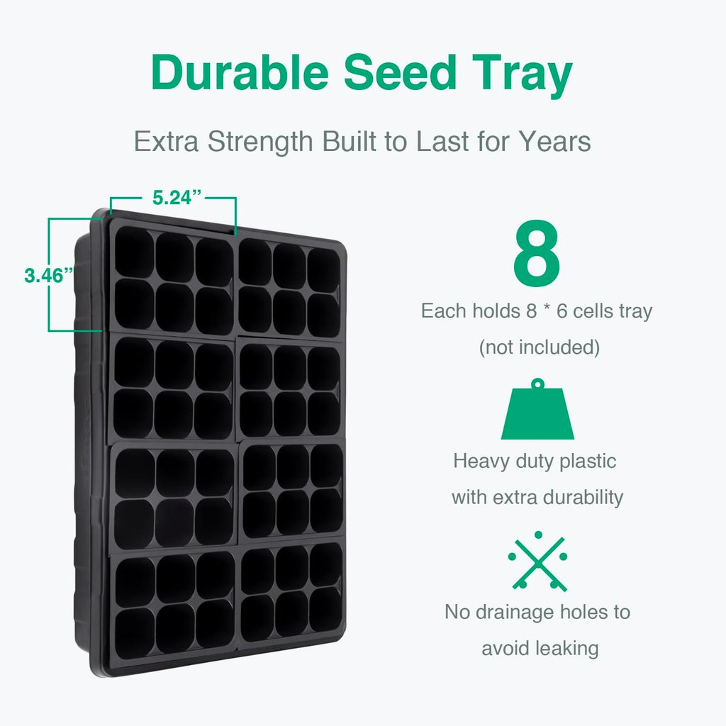 SOLIGT Thick Plastic 5-Set Strong Seed Starter Trays with 5" Humidity Domes | for Seed Starting, Germination, Seedling