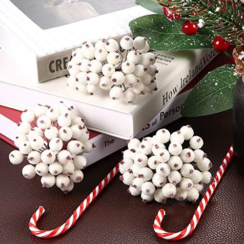 Tatuo 400 Pcs Christmas Artificial Holly Berries Stems, White