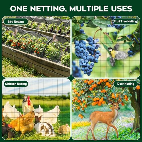 FEED GARDEN Garden Netting 7FT x 25FT for Raised Beds, Heavy Duty Bird Netting & Deer Fence with 3/4 Inch Mesh, UV Resistant Garden Cover for Strawberries, Vegetables, Flowers and Garden Plants