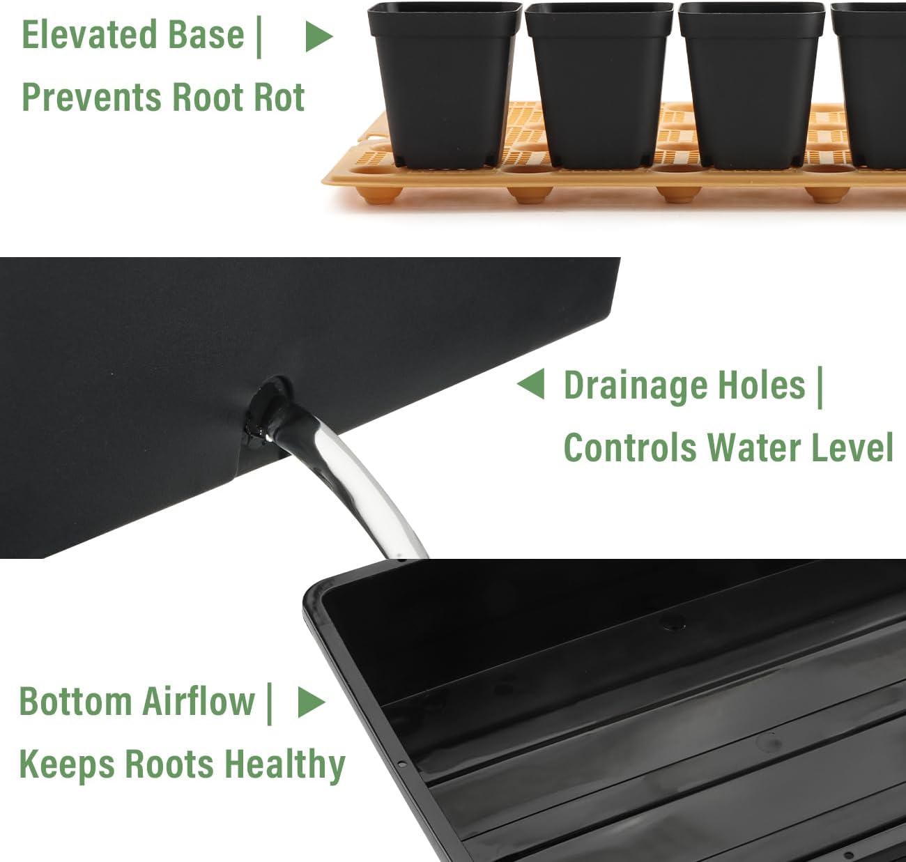 5 Pack Nursery Pots Trays with Removable Mesh Drainage Mat, Plastic Seed Starter Trays (17"x12"x3.5") with Drainage