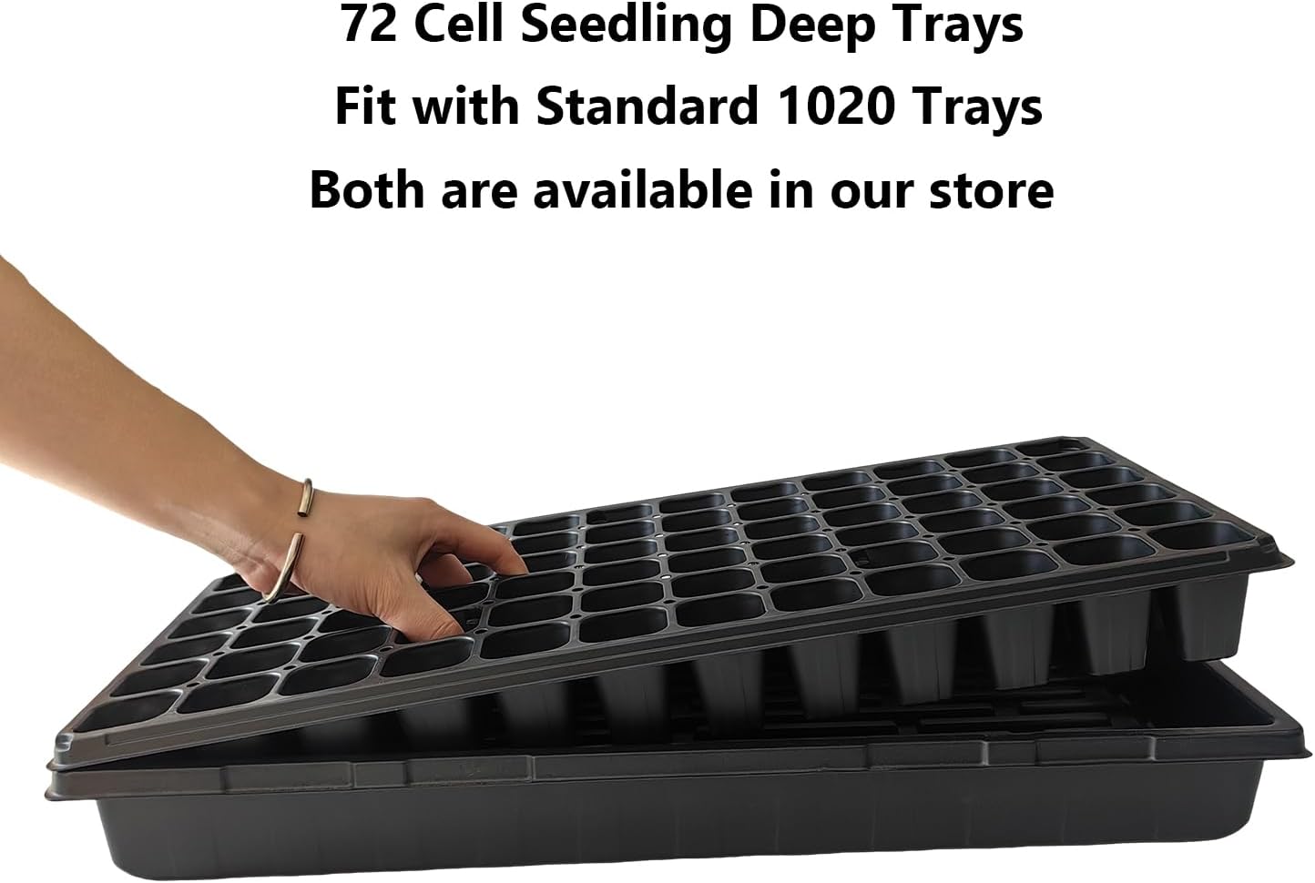 RooTrimmer Deep 72 Cell Seedling Trays, Thick Durable 72 Cell Plug Tray Big Cell Seed Trays for 1020 Flat Trays