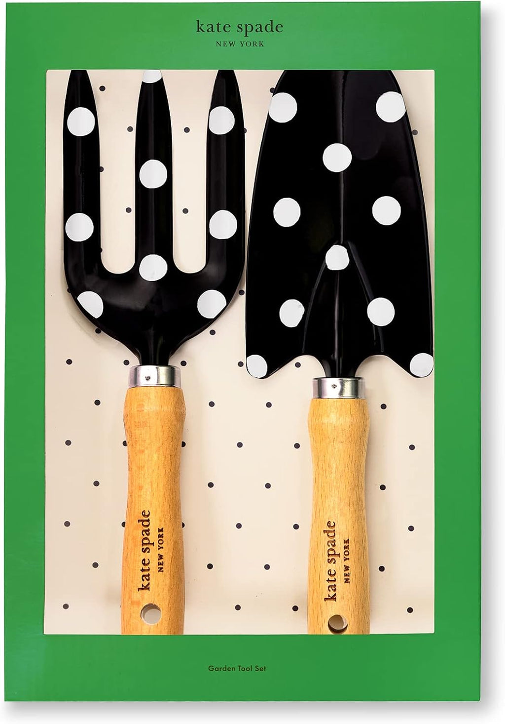 kate spade new york 2 Piece Garden Hand Tool Set, Picture Dot | Gardening Metal Hand Tools with Wooden Handles, Cute