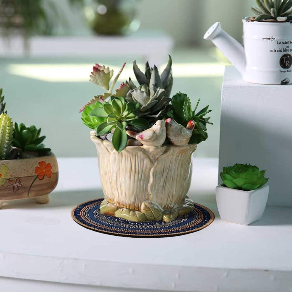 Boho Plant Pot Mat Absorbent Non Slip for Table Desk Floor 8.5" Set of 6