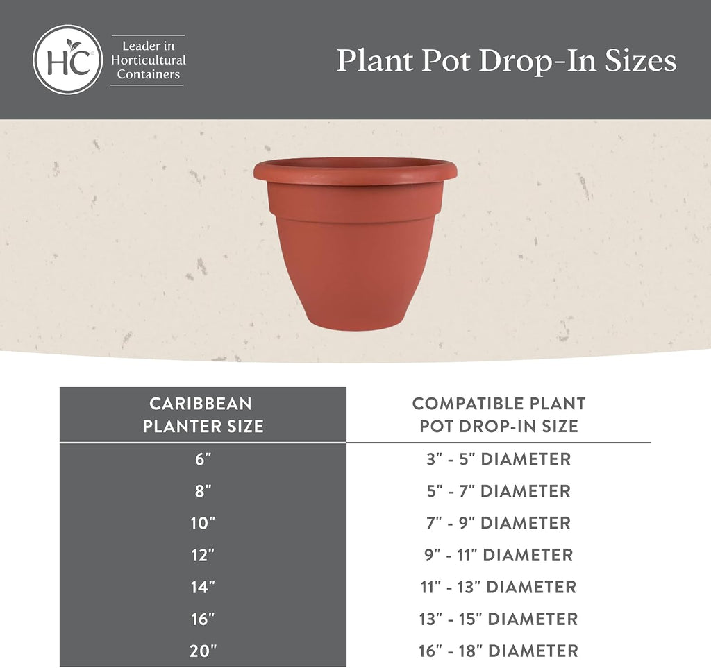 The HC Companies Caribbean Planter Pot - Outdoor & Indoor Plant Pot with Drainage Hole & Plug - Rolled Rim Plastic Pots