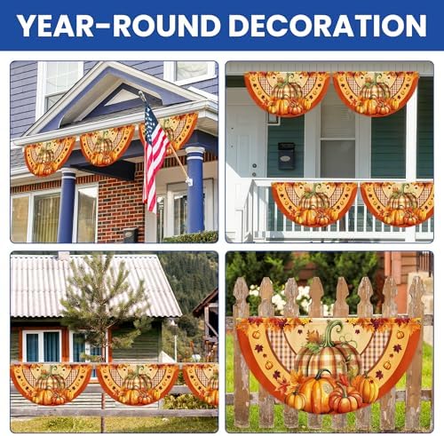 FLAGWIX Pumpkin Fall Bunting Fan Flag, 1.5 x 3 ft, 1 Pack