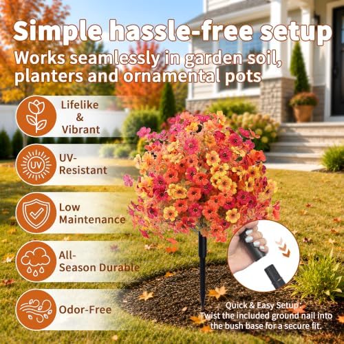 Artificial Fall Topiary Ball Flowers for Outdoors (3 Color Fall Mix)