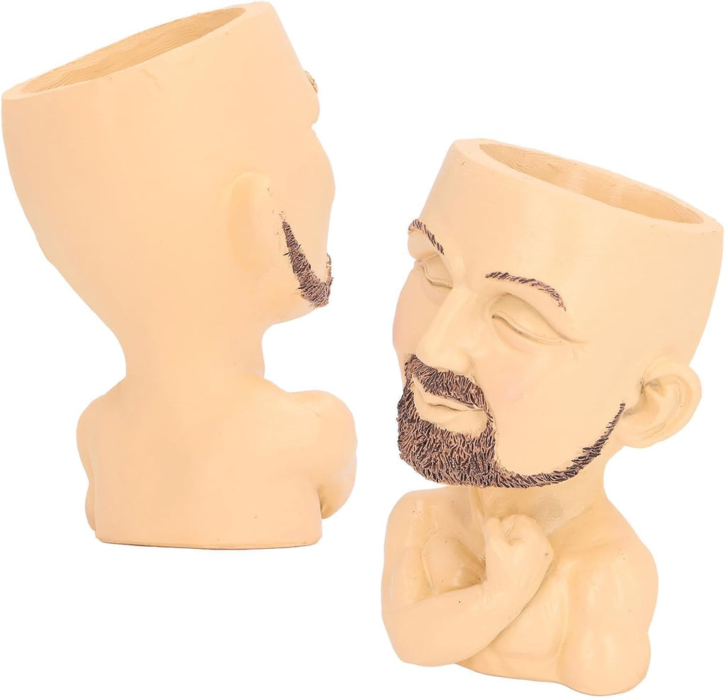 HERCHR Muscular Man Face Planter Pot, Face Flower Pot Head Planter Cute Planters for Indoor Plants, Succulents, Resin