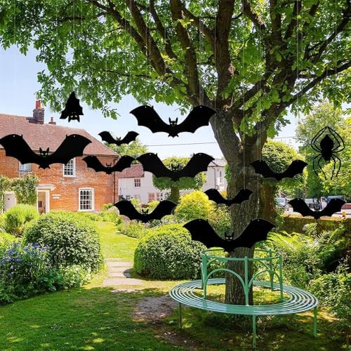 14 PCS Halloween Hanging Bats,Halloween Party Outdoor Lawn Yard Decoration