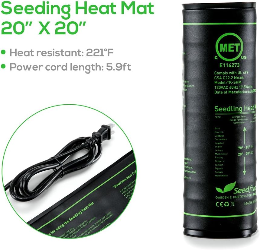 MET Certified Seedling Heat Mat, Seedfactor Waterproof Durable Germination Station Heat Mat, Warm Hydroponic Heating