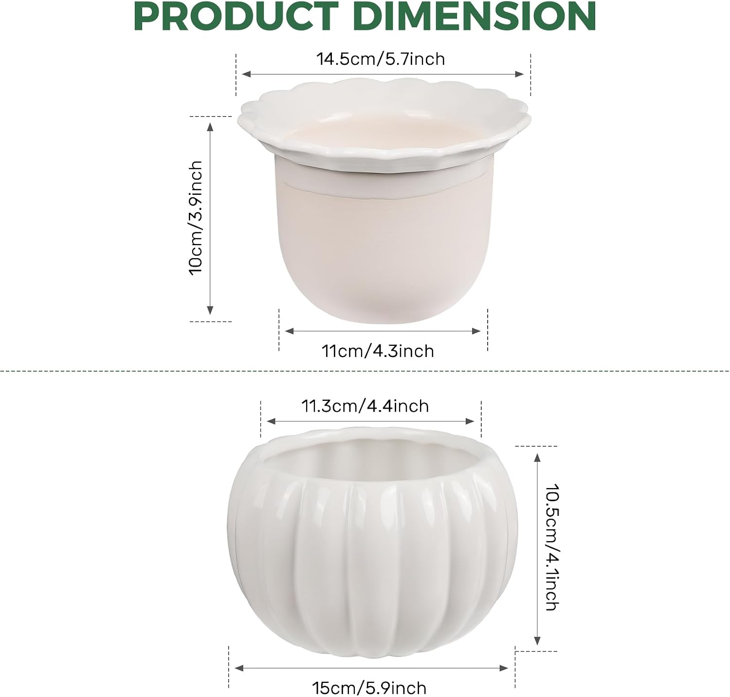 BUYMAX 6 Inch Self Watering Ceramic African Violet Pot Indoor Plant Pot | Pumpkin Style Design | Automatic Water