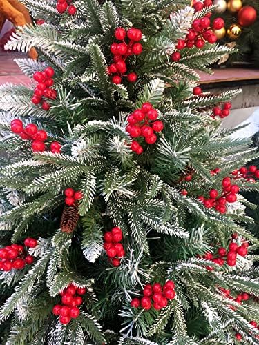 Artificial Berry, 24 pcs Christmas Berries Stems, Artificial Christmas Picks,Artificial Berries Stems for Xmas Tree Ornaments Wreath Decorations Home (Red)