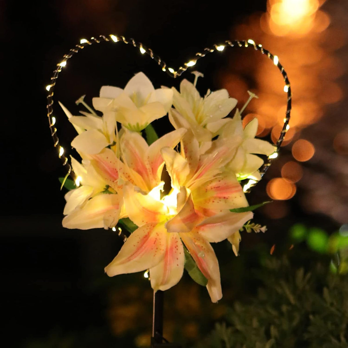 Starryfill Solar Garden Stake Lights, 39.5in Heart LED Memorial Grave Decor