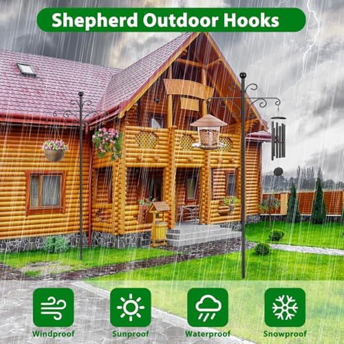 2 Pack 92 Inch Shepherd Hooks, Heavy Duty Bird Feeder Pole 7 Prong Base