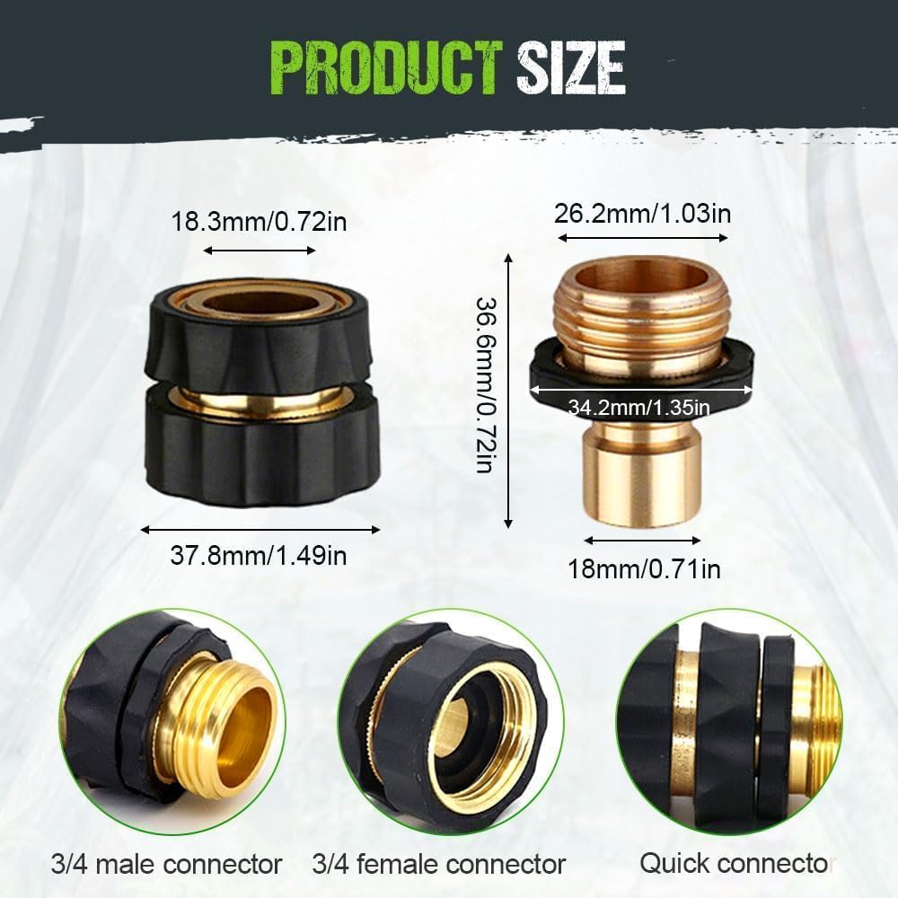 3/4 Inch Garden Hose Quick Connector 2026 Upgrade, Universal Garden Quick Release Hose Adapter, Male and Female Quick