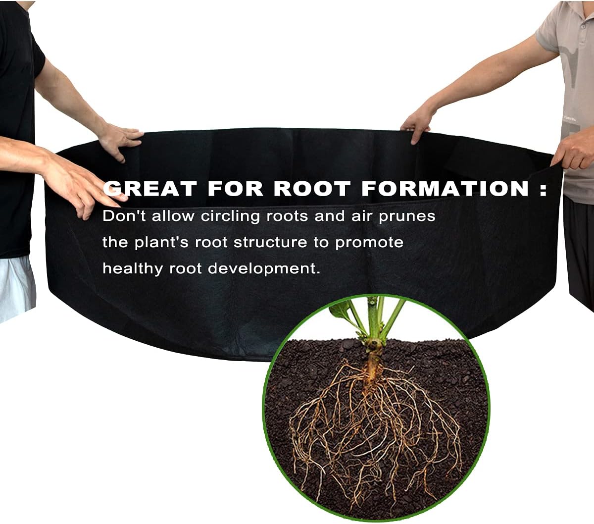 2-Pack 100 Gallon Large Non-Woven Grow Bags Reusable Thickened Durable Aeration Fabric Pot Black (100Gal_2Pcs)