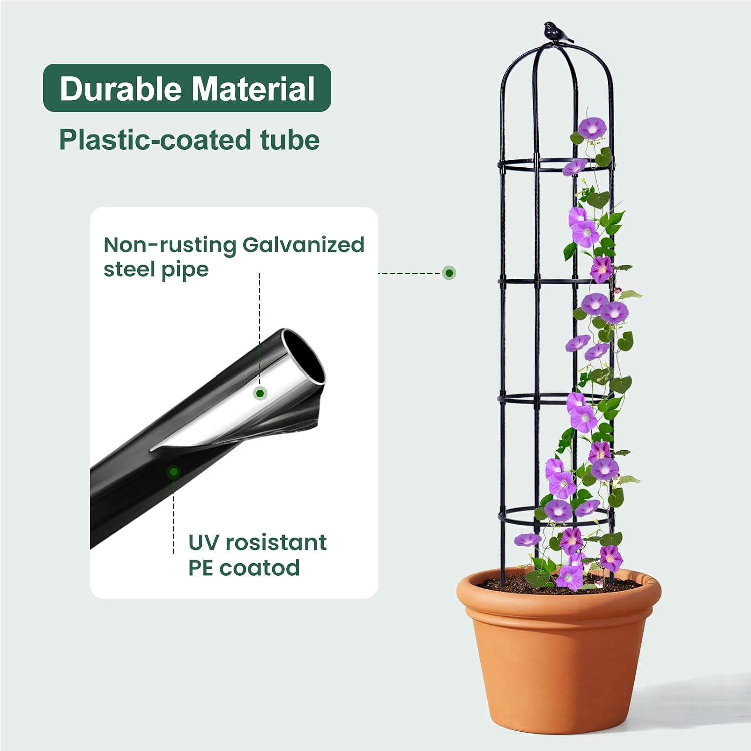 OTOSUNNY 2 Pack 6 ft Garden Obelisk Trellis for Climbing Plants Outdoor | 6 ft Tall Metal Garden Trellis for Roses