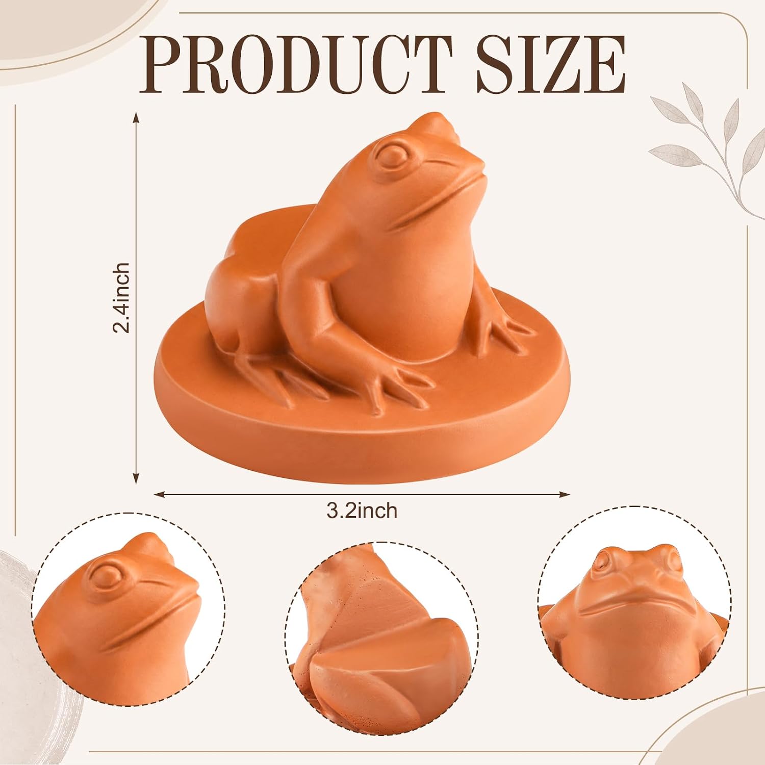 LemonRoad 12 Set Frog Pot Feet for Outdoor Planters, Terra Cotta Cement | 2.4" H, Animal Plant Pot Risers for 14"-20"