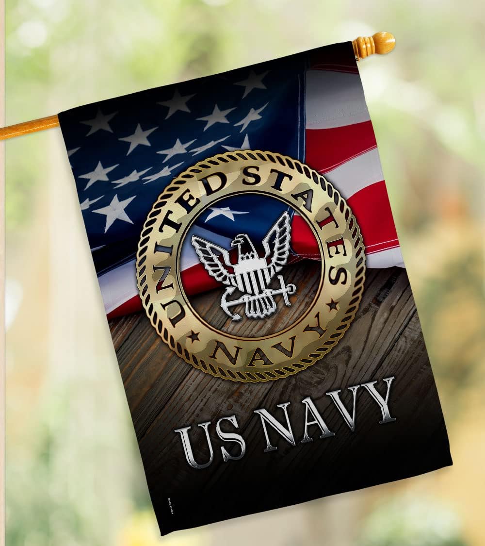 US Navy House Flag - Pack Armed Forces USN Seabee United State American Military Veteran Retire Official USA Embroidery