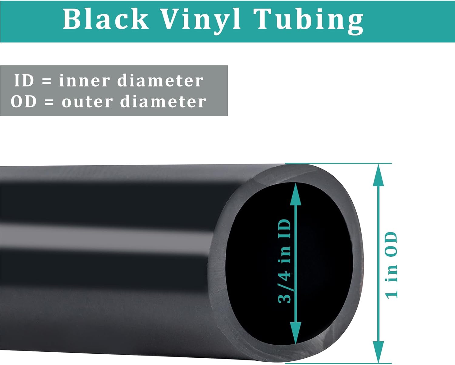 3/4" id - 25 ft Black Vinyl Tubing Flexible PVC Irrigation Hose & 2 Clamps | Hybrid Hose Transfer Water Fuel Gas for