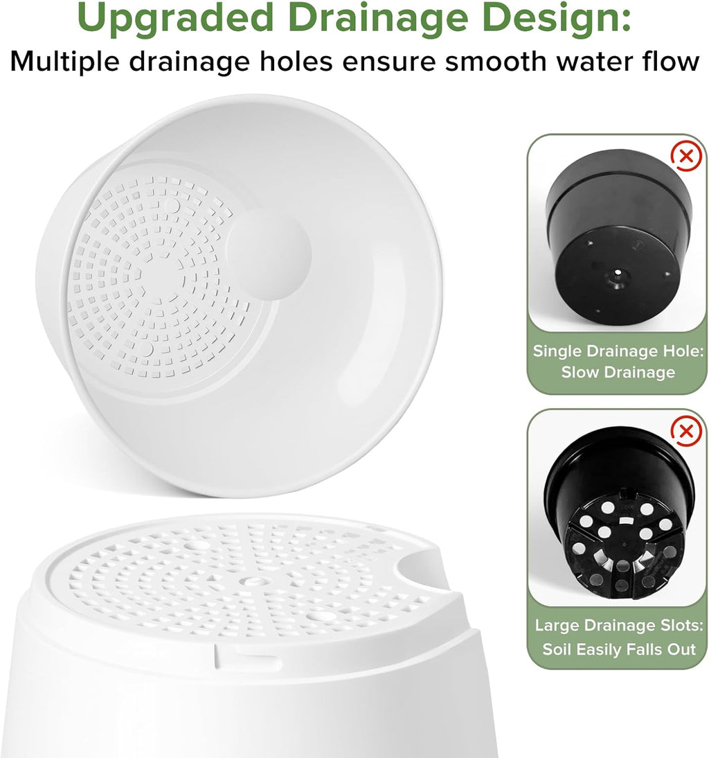 2026 Upgraded Self Watering Plant Pots with Drainage Hole, 8/7/6.5/6/5.5/5/4 Inch Flower Planting Containers for House